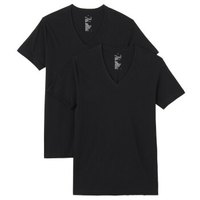 無印良品 MUJI 無印良品 男式 棉V领短袖T恤 2件装 黑色 XL
