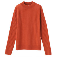 無印良品 MUJI 無印良品 女式 羊毛蚕丝 宽罗纹瓶颈领毛衣 烟熏橙色 L