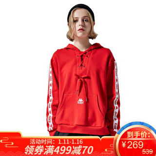 KAPPA卡帕女串标运动卫衣长袖套头帽衫外套2019款|K0922MT35D 大红色-553 M