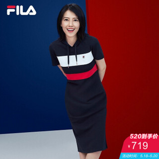 FILA（斐乐）Cross Over  系列官方 女子连衣裙 2019夏季新款（高圆圆同款）连帽短袖 传奇蓝-NV 170/88A/L