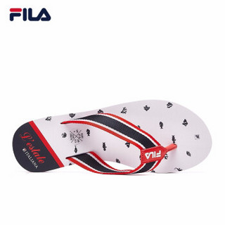 FILA 斐乐官方 女子拖鞋 2019夏季新品 时尚休闲人字拖女鞋 白色-WT 36.5