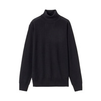 無印良品 無印良品 MUJI 男式 减轻颈部刺痛感 天竺编织高领毛衣 黑色 L