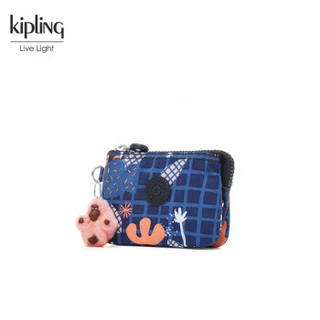 Kipling凯浦林女包2019新款钱包K17096休闲手拿包印花小包 蓝底丛林印花