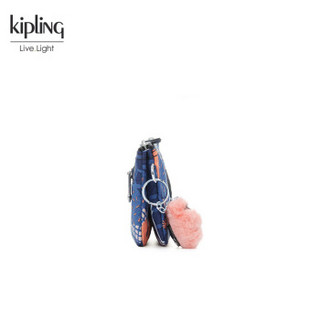 Kipling凯浦林女包2019新款钱包K17096休闲手拿包印花小包 蓝底丛林印花