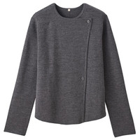 無印良品 MUJI 無印良品  Labo 女式 羊毛高针距 夹克 灰色 L