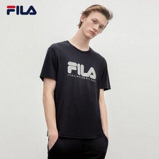 FILA 斐乐官方 男子短袖T恤 2019秋季新款纯棉圆领基础休闲男短T 传奇蓝-NV 190/108A/XXXL