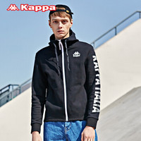 Kappa卡帕 男款运动卫衣休闲长袖开衫帽衫外套|K0815MK21D 黑色-990 2XL
