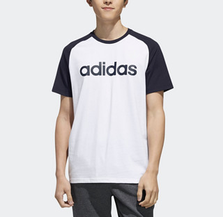 adidas NEO DW7918 男装运动短袖T恤 黑色/白色 XL