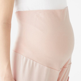 无印良品 MUJI 孕妇 无侧缝双层纱织 便于哺乳长袖睡衣 粉红色X格子 M-L