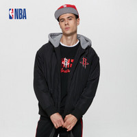 NBA 火箭队篮球印花黑色连帽拉链棒球服 XL