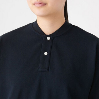 无印良品 MUJI Labo 男女通用 棉珠地网眼编织 POLO衫 黑色 S-M