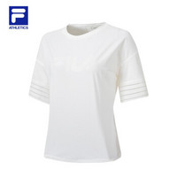 FILA ATHLETICS 斐乐 女子针织中袖衫2019秋季新款短袖T 亮白-WT 175/92A/XL