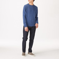 無印良品 MUJI 無印良品 男式 牦牛绒羊毛 圆领毛衣 蓝色 XL
