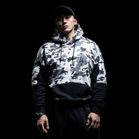 MSGD加绒运动卫衣男子春秋迷彩拼色连帽套头帽衫 雪域迷彩 M(现货开售)