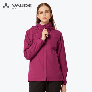 巍德（VAUDE）户外秋冬冲锋衣女款防水防风保暖抓绒内胆三合一两件套 可拆卸外套1227058 玫瑰紫红 M