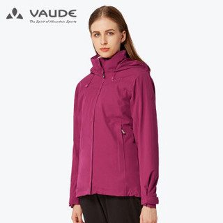 巍德（VAUDE）户外秋冬冲锋衣女款防水防风保暖抓绒内胆三合一两件套 可拆卸外套1227058 玫瑰紫红 M