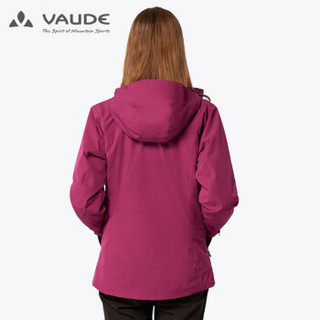 巍德（VAUDE）户外秋冬冲锋衣女款防水防风保暖抓绒内胆三合一两件套 可拆卸外套1227058 玫瑰紫红 M