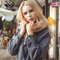 维多利亚·海德VICTORIA HYDE手表女 时尚潮流VH手表女学生石英表防水女士手表小众腕表 蓝色太阳纹