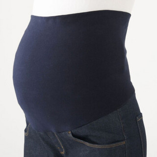 无印良品 MUJI 孕妇 横竖弹力牛仔　产后可穿 紧身裤 深海军蓝 孕妇 XS