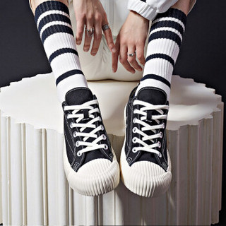 Kappa卡帕情侣男女串标帆布板鞋低帮休闲小白鞋新款K09Y5VS01 黑色-990 39