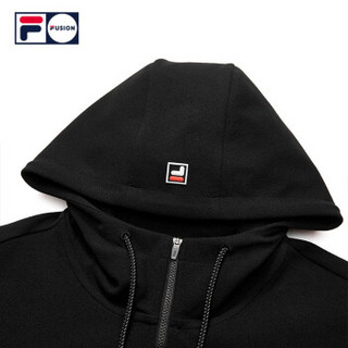 FILA FUSION 斐乐 男子连帽卫衣 2019冬季新款潮流撞色男款卫衣 黑色-BK 175/96A/L