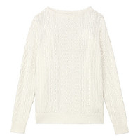 無印良品 MUJI 無印良品 女式 棉缆绳花纹毛衣 浅蓝色 L