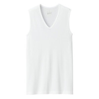 无印良品 無印良品 MUJI 男式 棉质凉爽 V领无袖衫 白色 S