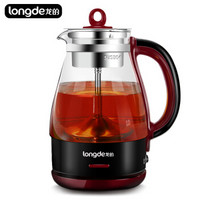 龙的（longde） 煮茶器黑茶煮茶壶 电热养生水壶自动蒸茶泡茶壶 高硼硅玻璃304不锈钢 LD-ZC10B黑色