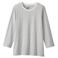 無印良品 MUJI 無印良品 女式 棉 七分袖T恤 浅灰色X图案 XS