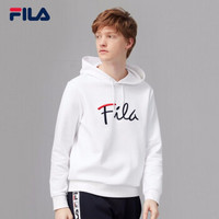 FILA 斐乐官方 男子连帽卫衣 2019秋季新款LOGO休闲针织连帽衫 标准白-WT 180/100A/XL