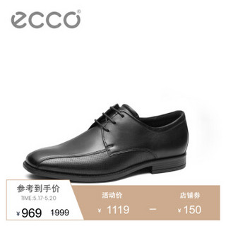 ECCO爱步时尚正装皮鞋方头德比鞋复古男鞋 埃丁伯632694 黑色63269401001 40