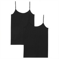 无印良品 MUJI 女式 棉混弹力吊带衫 2件装 黑色 M