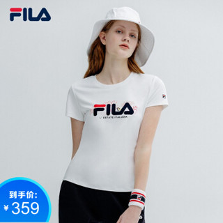 FILA 斐乐官方White Line系列 女子短袖T 2019夏季新品 休闲印花短袖衫女上装 标准白-WT 165/84A/M