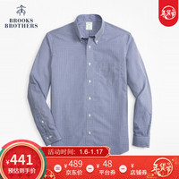 Brooks Brothers/布克兄弟男士修身格纹免烫休闲衬衫1000061605 B115-藏青色 L