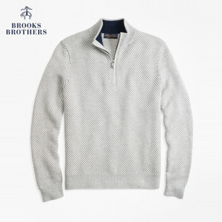 Brooks Brothers/布克兄弟男士半高领半拉链印花针织套头衫毛衣 0007-灰色 L