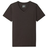 無印良品 MUJI 無印良品 女式 棉V领短袖T恤 深棕色 XXL