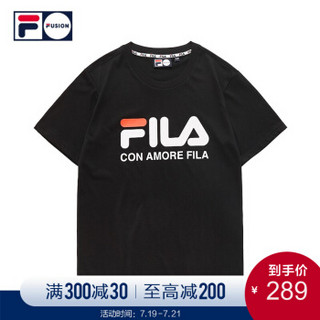 FILA  斐乐 FUSION系列  男子短袖T恤 2019夏季新款运动短T 黑色-BK 180/100A/XL