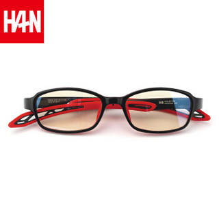HAN（汉）儿童防蓝光辐射眼镜 上网电脑护目镜预防近视超轻平光 黑红色32003