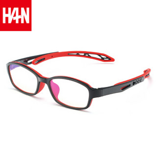 HAN（汉）儿童防蓝光辐射眼镜 上网电脑护目镜预防近视超轻平光 黑红色32003