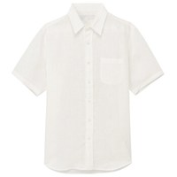 無印良品 MUJI 無印良品 男式 亚麻水洗 短袖衬衫 白色 L