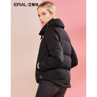 ERAL/艾莱依羽绒服女2018冬装新品韩版时尚短款外套 黑色 175/96A/XXL