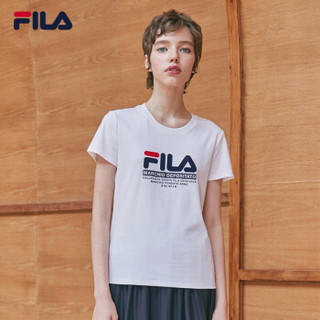 1FILA 斐乐官方 女子短袖T恤 2019夏季新款LOGO针织短袖衫女装 标准白-WT 170/88A/L