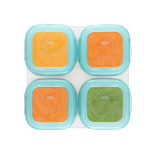 OXO奥秀 婴儿零食宝宝辅食盒冷藏密封加热 母婴用品食品冷冻储存盒 120ml*4个 蓝色 120ml*4个
