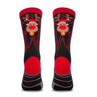 准者篮球袜子圣诞创意袜男女中高筒专业训练跑步运动袜加厚毛巾底 黑红 均码