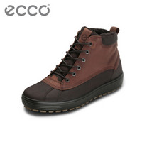 ECCO爱步2018冬季新款高帮鞋 保暖羊毛舒适男鞋 柔酷7号 咖啡色/棕色45012459134 39