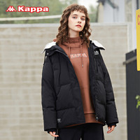 Kappa卡帕 女梭织羽绒服防寒服加厚短款连帽暖外套|K0862YY72D 黑色-990 L