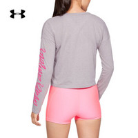 安德玛官方UA Sleeve Crop女子运动长袖T恤Under Armour1333119 灰色015 M