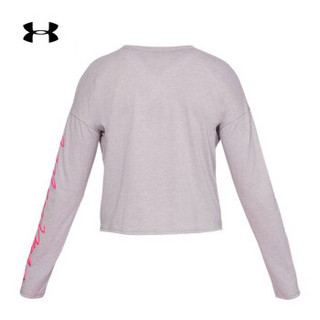 安德玛官方UA Sleeve Crop女子运动长袖T恤Under Armour1333119 灰色015 M