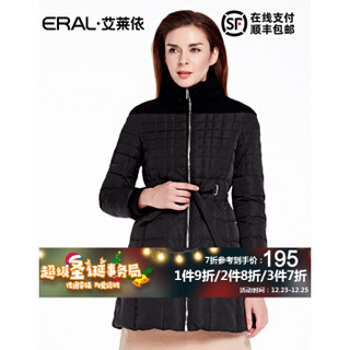 艾莱依冬装新款长袖加厚羽绒服女中长款修身ERAL16027-EDAA 魔法黑 160/84A/M