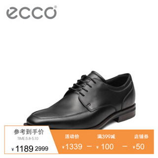 ECCO爱步时尚青年正装皮鞋男鞋舒适方头德比鞋 菲罗620744 黑色62074401001 39